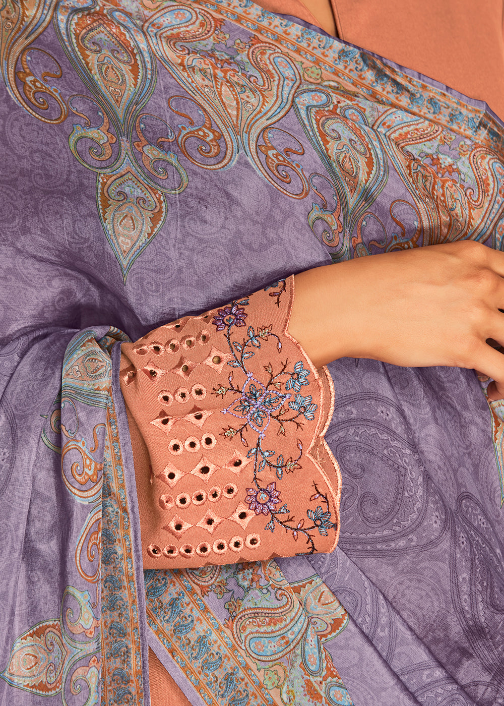 Buy Now Pleasing Orange Suzani Inspired Embroidered Ethnic Salwar Suit Online in USA, UK, Canada, Germany, Australia & Worldwide at Empress Clothing. 