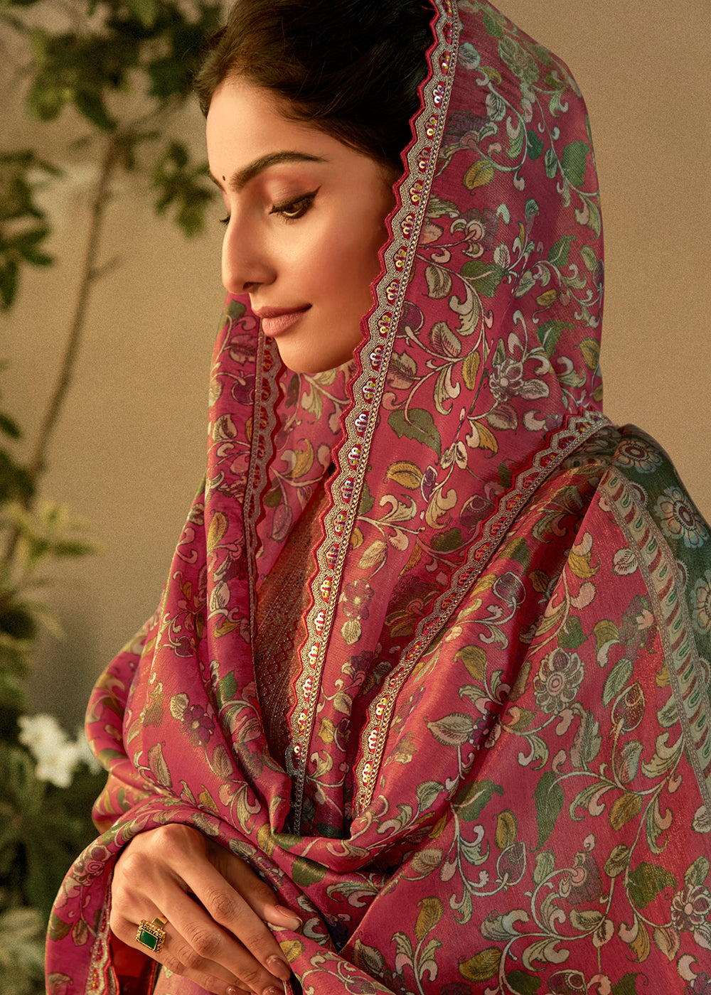 Buy Now Pink Pure Zari Banarasi Tissue Festive Wear Salwar Suit Online in USA, UK, Canada, Germany, Australia & Worldwide at Empress Clothing. 