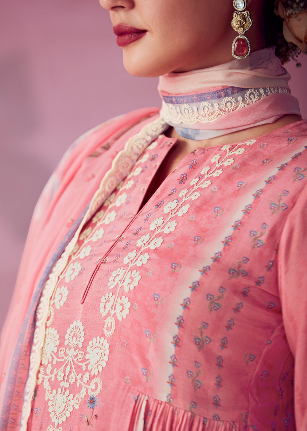 Buy Now Blush Pink Muslin Cotton Printed Trendy Salwar Kurta Set Online in USA, UK, Canada, Germany, Australia & Worldwide at Empress Clothing. 