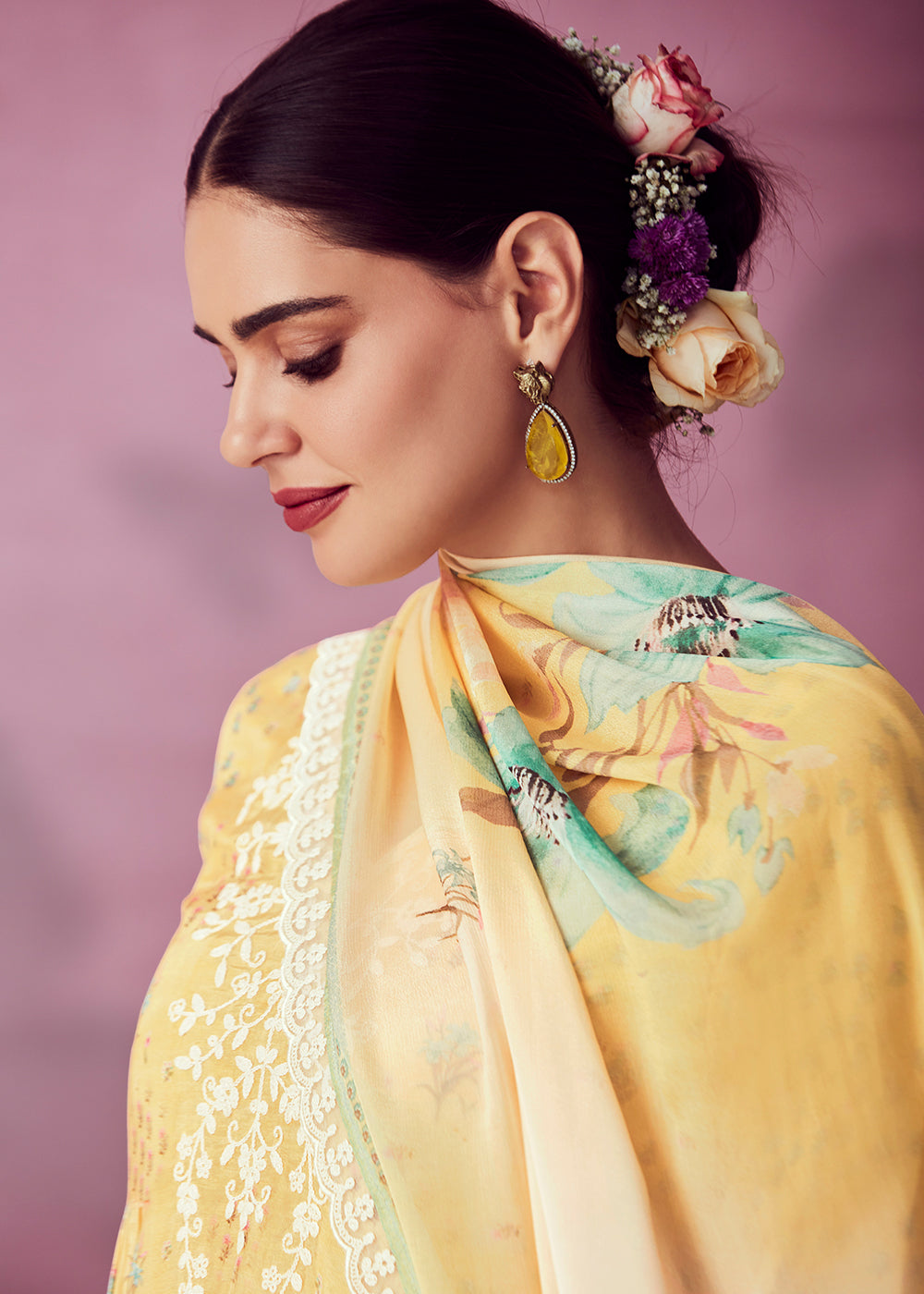 Buy Now Yellow Muslin Cotton Printed Trendy Salwar Kurta Set Online in USA, UK, Canada, Germany, Australia & Worldwide at Empress Clothing.
