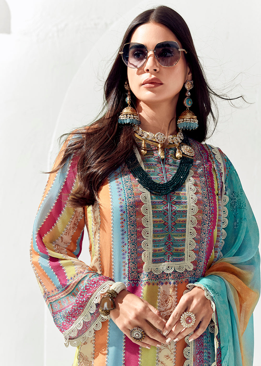 Buy Now Blue Multicolor Cotton Lawn Digital Printed Salwar Suit Online in USA, UK, Canada, Germany, Australia & Worldwide at Empress Clothing.
