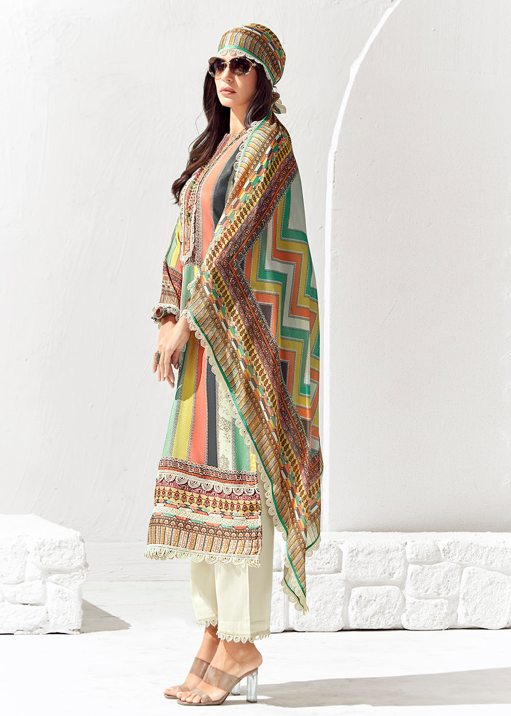 Buy Now White Multicolor Cotton Lawn Digital Printed Salwar Suit Online in USA, UK, Canada, Germany, Australia & Worldwide at Empress Clothing. 