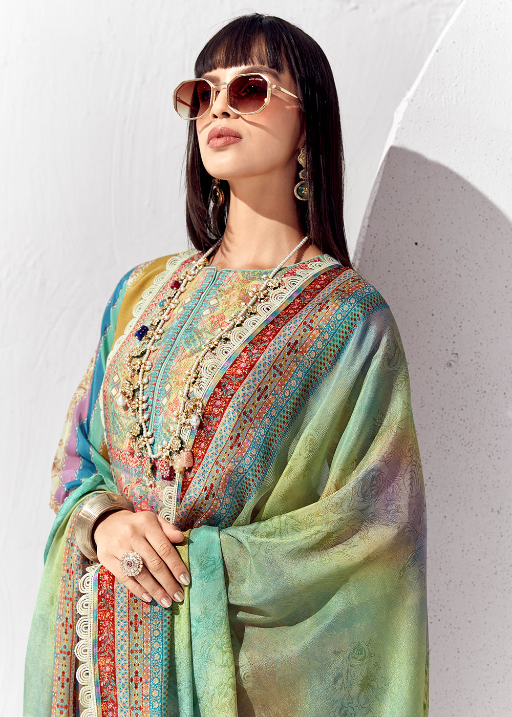 Buy Now Green Multicolor Cotton Lawn Digital Printed Salwar Suit Online in USA, UK, Canada, Germany, Australia & Worldwide at Empress Clothing. 