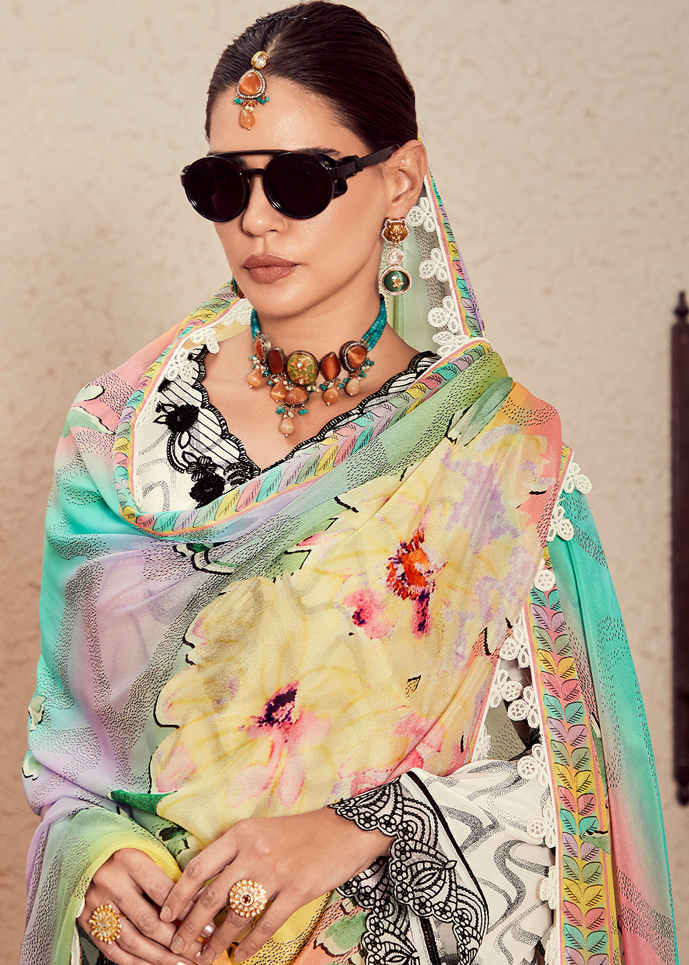 Buy Now Muslin Cotton Off White Digital Print & Embroidered Salwar Suit Online in USA, UK, Canada, Germany, Australia & Worldwide at Empress Clothing.