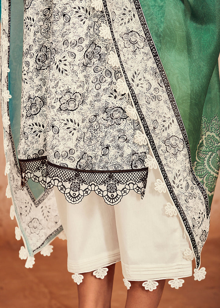 Buy Now Off White Muslin Cotton Digital Print & Embroidered Salwar Suit Online in USA, UK, Canada, Germany, Australia & Worldwide at Empress Clothing. 
