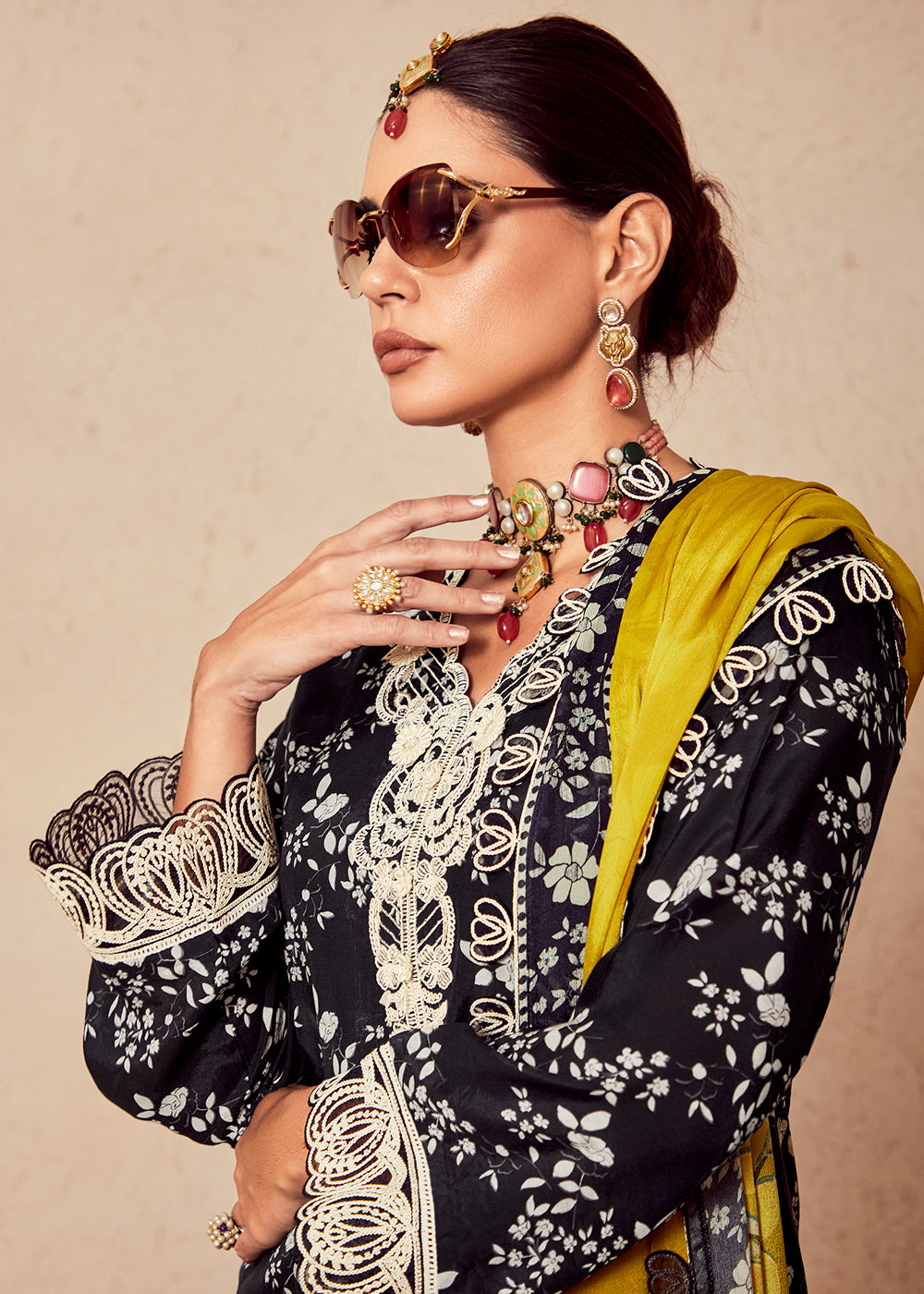 Buy Now Black Muslin Cotton Digital Print & Embroidered Salwar Suit Online in USA, UK, Canada, Germany, Australia & Worldwide at Empress Clothing. 