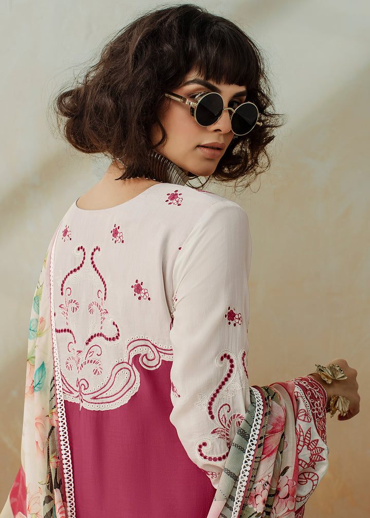 Buy Now Pink Applique Embroidered Muslin Pant Style Salwar Suit Online in USA, UK, Canada, Germany, Italy, France, Austria & Worldwide at Empress Clothing.