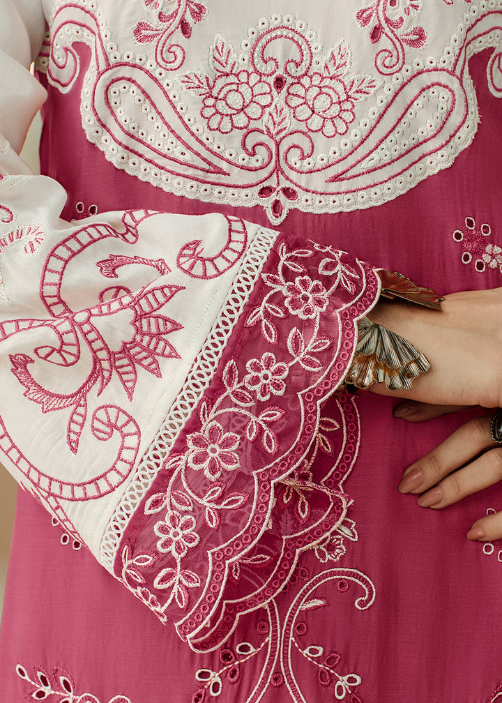 Buy Now Pink Applique Embroidered Muslin Pant Style Salwar Suit Online in USA, UK, Canada, Germany, Italy, France, Austria & Worldwide at Empress Clothing.