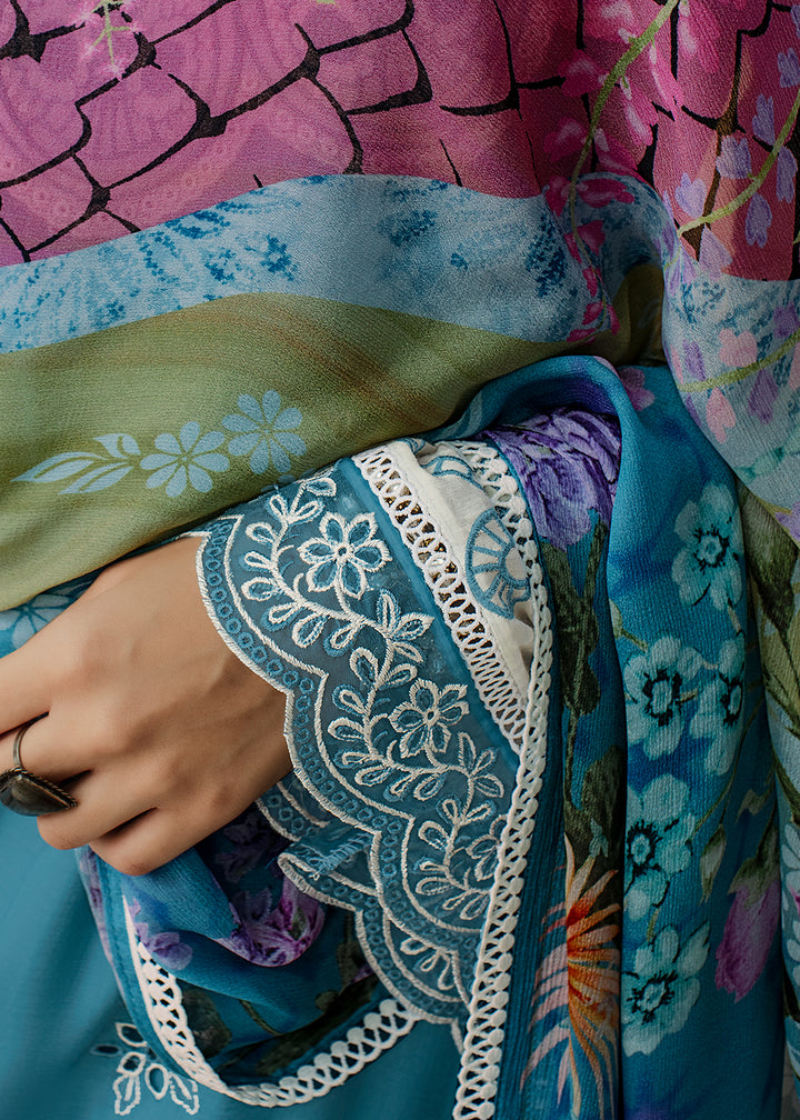 Buy Now Blue Applique Embroidered Muslin Pant Style Salwar Suit Online in USA, UK, Canada, Germany, Italy, France, Austria & Worldwide at Empress Clothing.