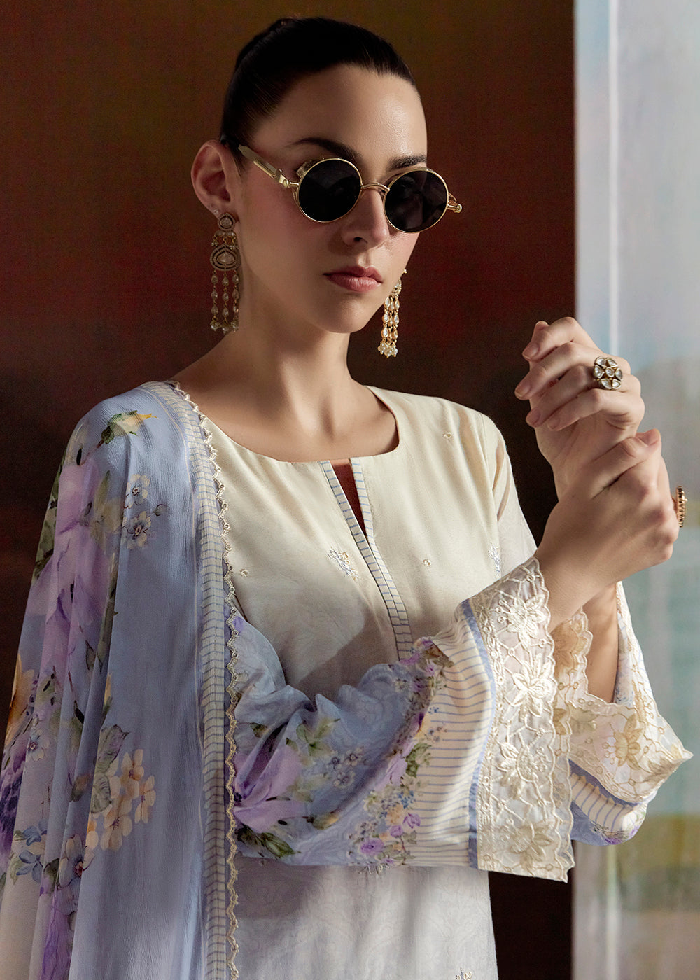 Buy Now Ombre Off White & Lavender Pure Muslin Festuve Salwar Suit Online in USA, UK, Canada, Germany, Italy, France, Denmark & Worldwide at Empress Clothing.