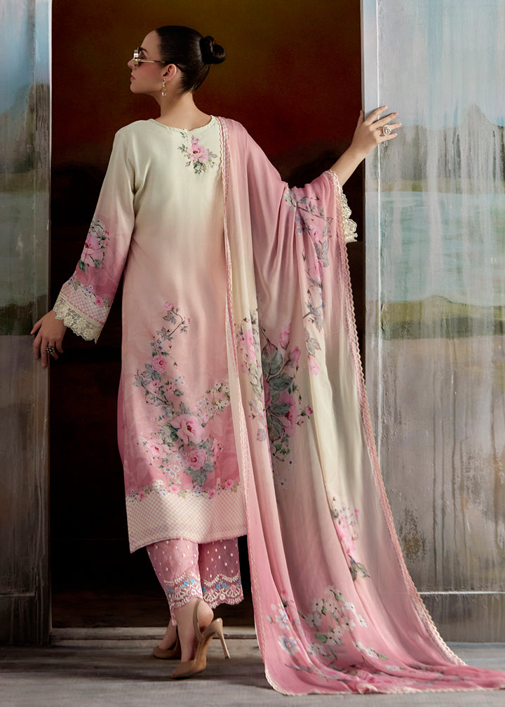 Buy Now Ombre Off White & Pink Pure Muslin Festuve Salwar Suit Online in USA, UK, Canada, Germany, Italy, France, Denmark, UAE & Worldwide at Empress Clothing.
