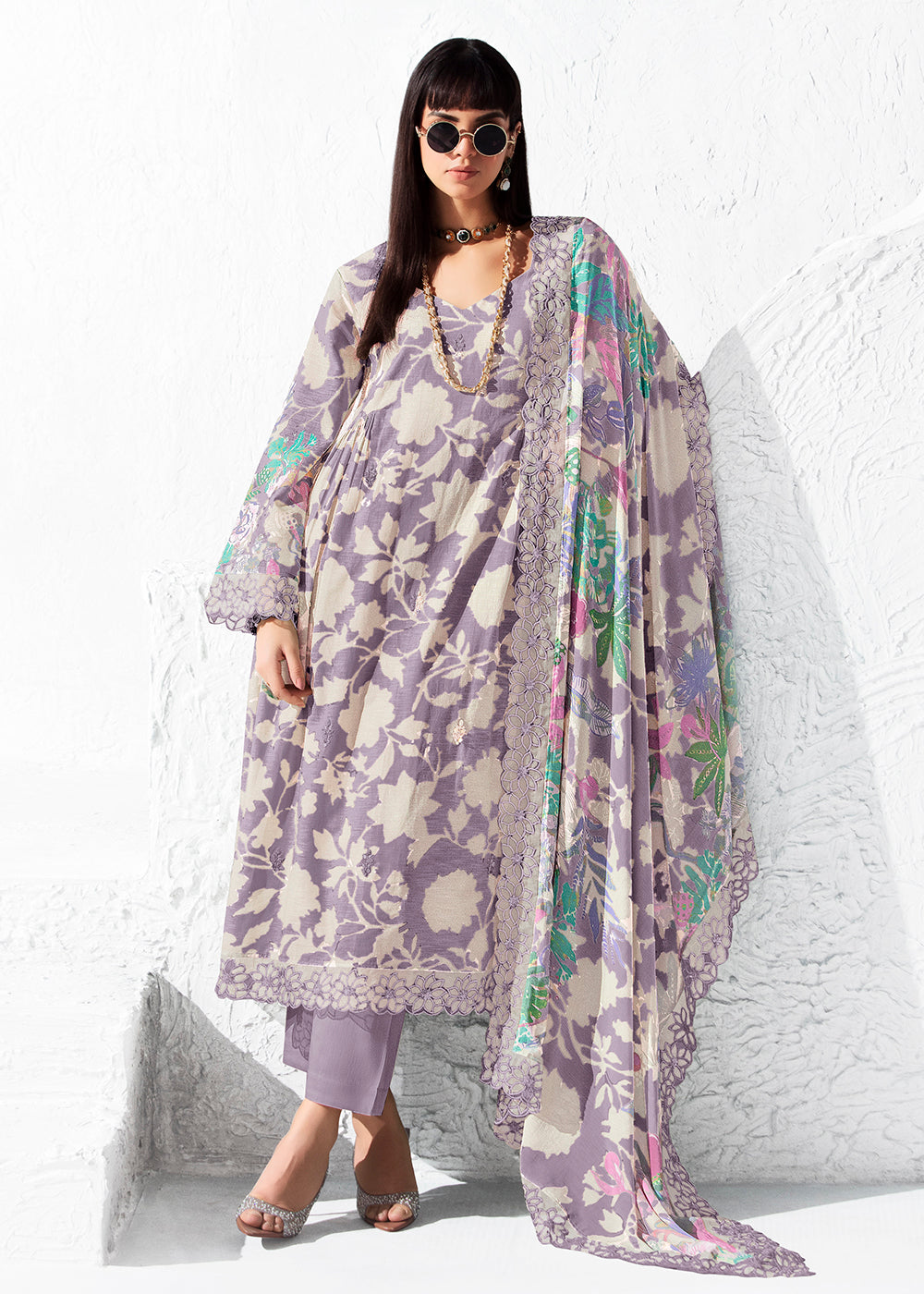 Buy Now Printed Mauve Musiln Festive Style Salwar Suit Online in US, UK, Canada, Germany, Italy, France, Australia, Denmark, UAE & Worldwide at Empress Clothing