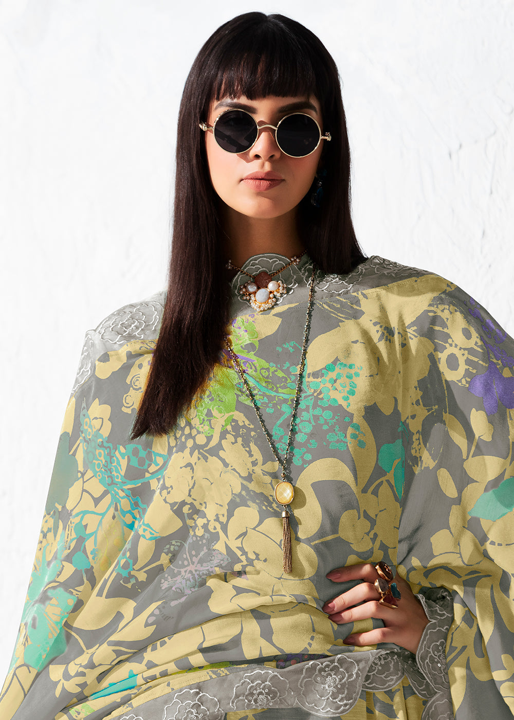 Buy Now Printed Grey Musiln Festive Style Salwar Suit Online in US, UK, Canada, Germany, Italy, France, Australia, Norway, UAE & Worldwide at Empress Clothing.