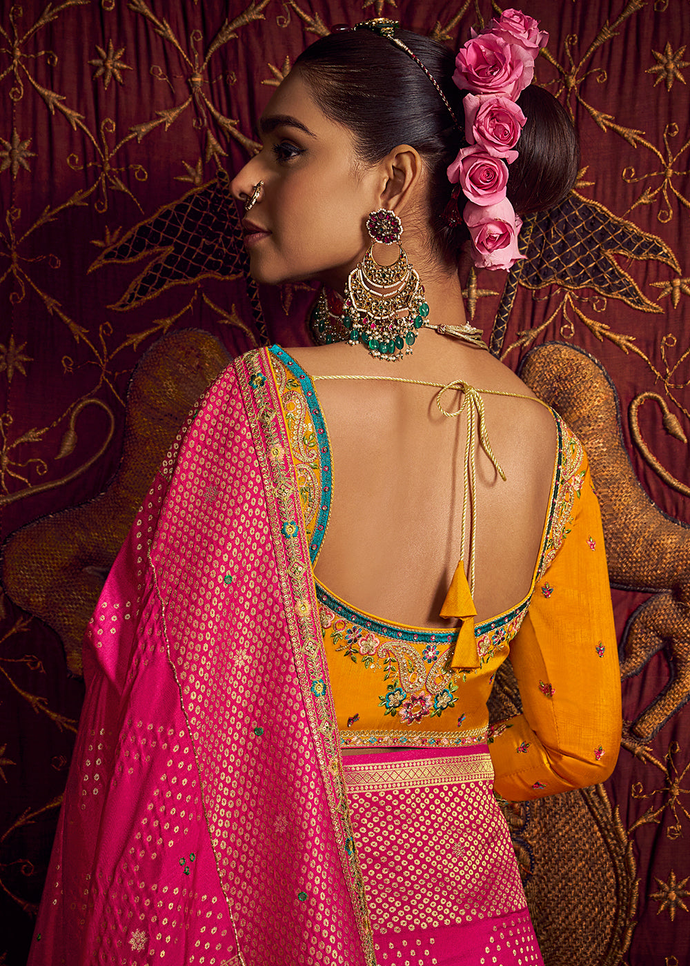 Buy Now Pink Vicose Dola Silk Designer Embroidered Saree Online in US, UK, Canada, France, Germany, Denmark, Sweden, Italy, Greece, UAE &amp; Worldwide at Empress.