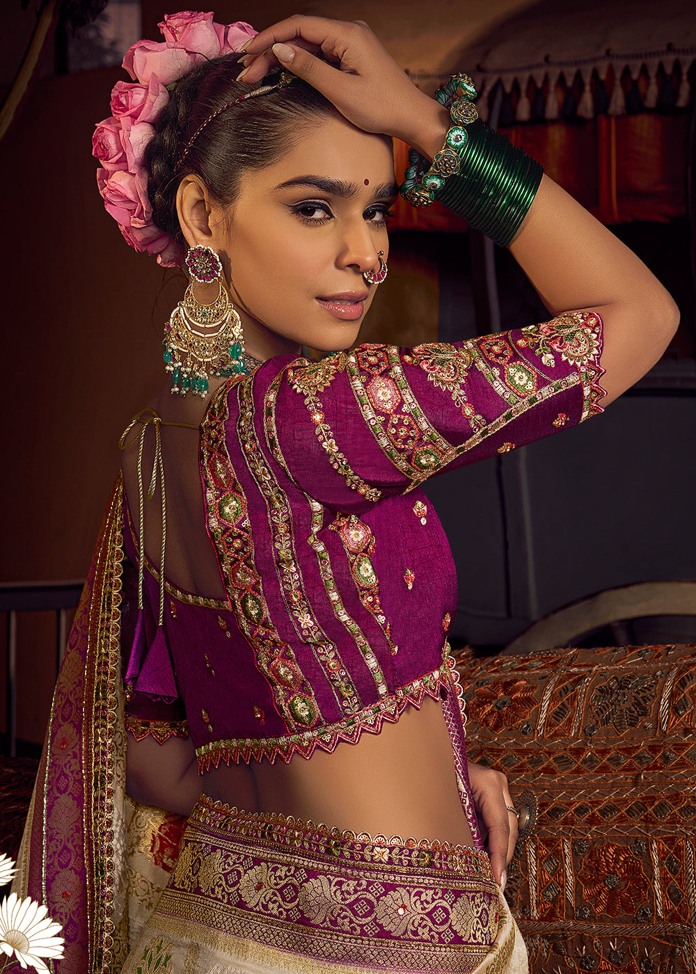 Buy Now Cream Vicose Dola Silk Designer Embroidered Saree Online in US, UK, Canada, France, Germany, Denmark, Sweden, Italy, Greece, UAE & Worldwide at Empress.