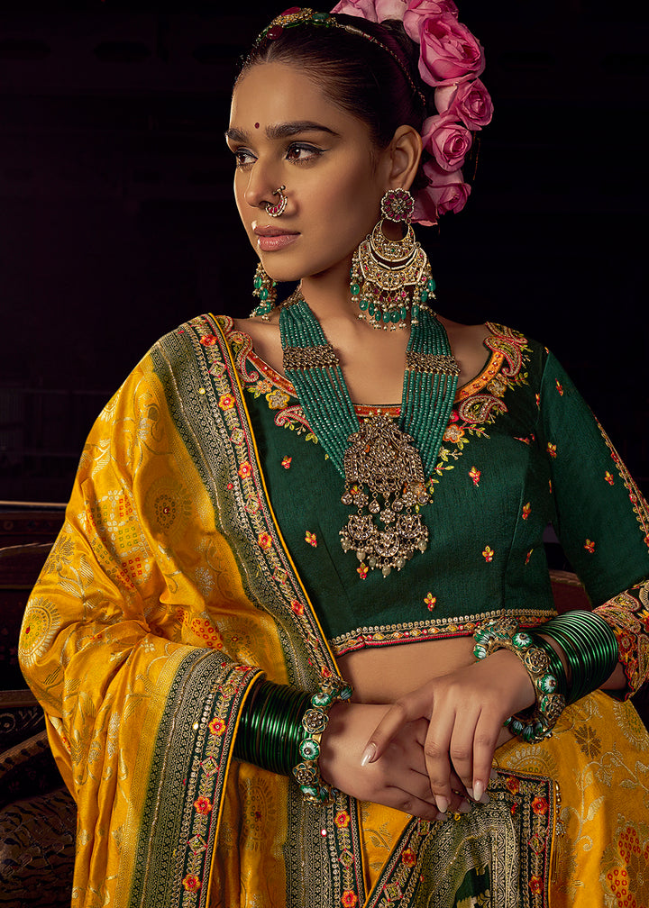 Buy Now Yellow Vicose Dola Silk Designer Embroidered Saree Online in US, UK, Canada, France, Germany, Denmark, Sweden, Italy, Greece, UAE &amp; Worldwide at Empress.