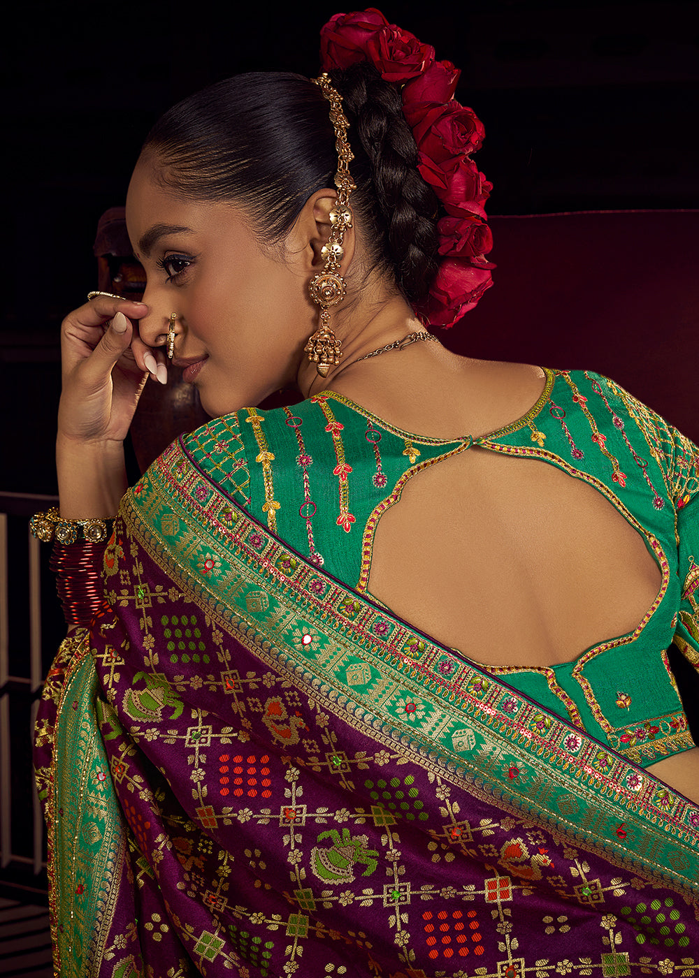Buy Now Purple Vicose Dola Silk Designer Embroidered Saree Online in US, UK, Canada, France, Germany, Denmark, Sweden, Italy, Greece, UAE &amp; Worldwide at Empress.