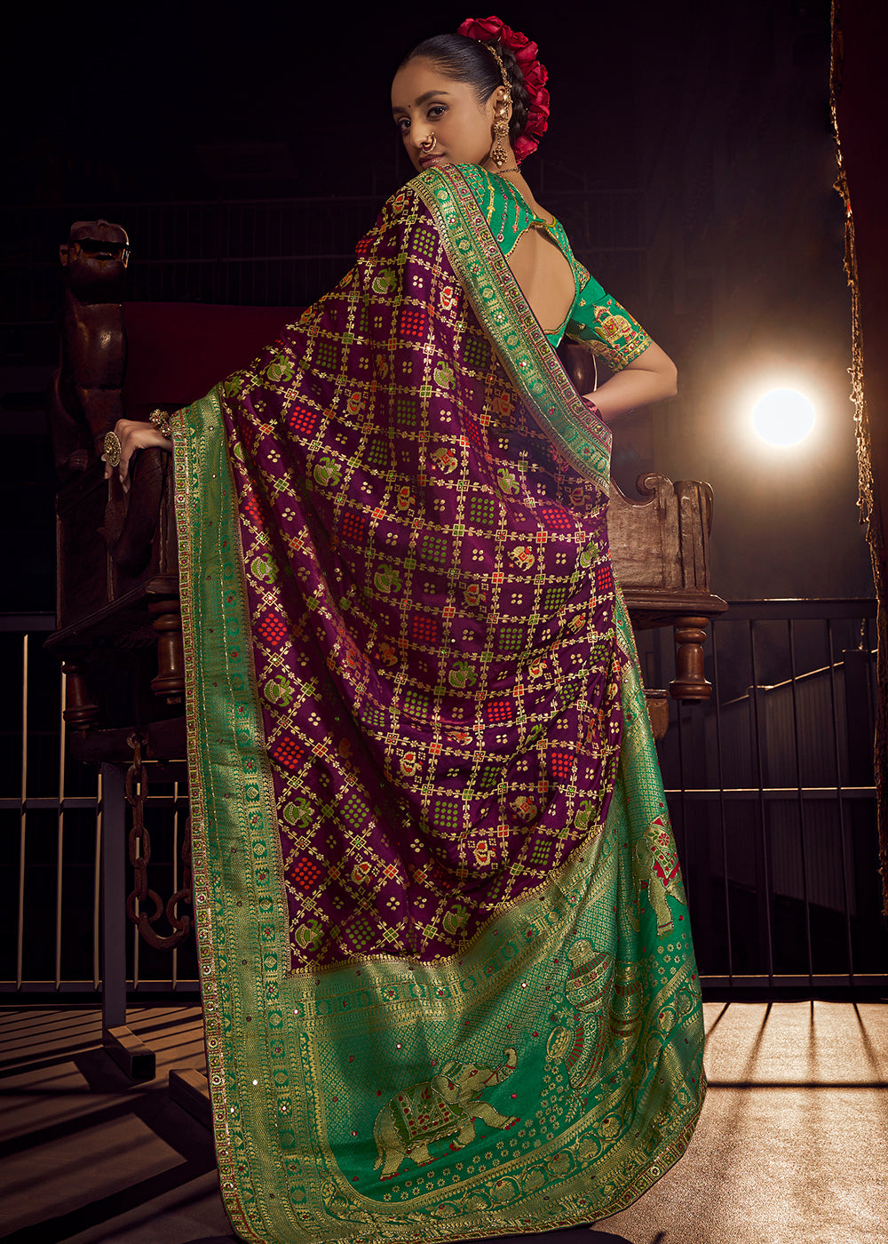 Buy Now Purple Vicose Dola Silk Designer Embroidered Saree Online in US, UK, Canada, France, Germany, Denmark, Sweden, Italy, Greece, UAE &amp; Worldwide at Empress.