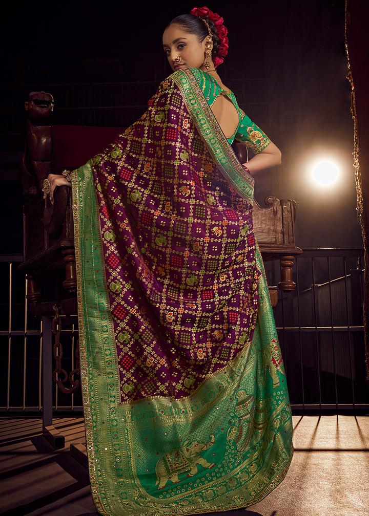 Buy Now Purple Vicose Dola Silk Designer Embroidered Saree Online in US, UK, Canada, France, Germany, Denmark, Sweden, Italy, Greece, UAE &amp; Worldwide at Empress.