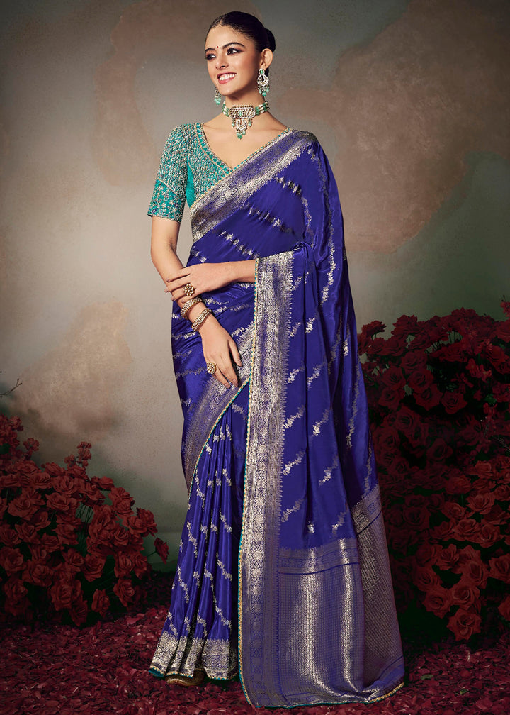 Buy Now Blue Fancy Silk Material Function Wear Saree Online in US, UK, Canada, France, Germany, Denmark, Sweden, Italy, Greece, UAE &amp; Worldwide at Empress.