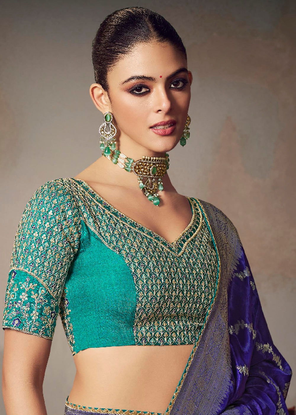 Buy Now Blue Fancy Silk Material Function Wear Saree Online in US, UK, Canada, France, Germany, Denmark, Sweden, Italy, Greece, UAE & Worldwide at Empress.