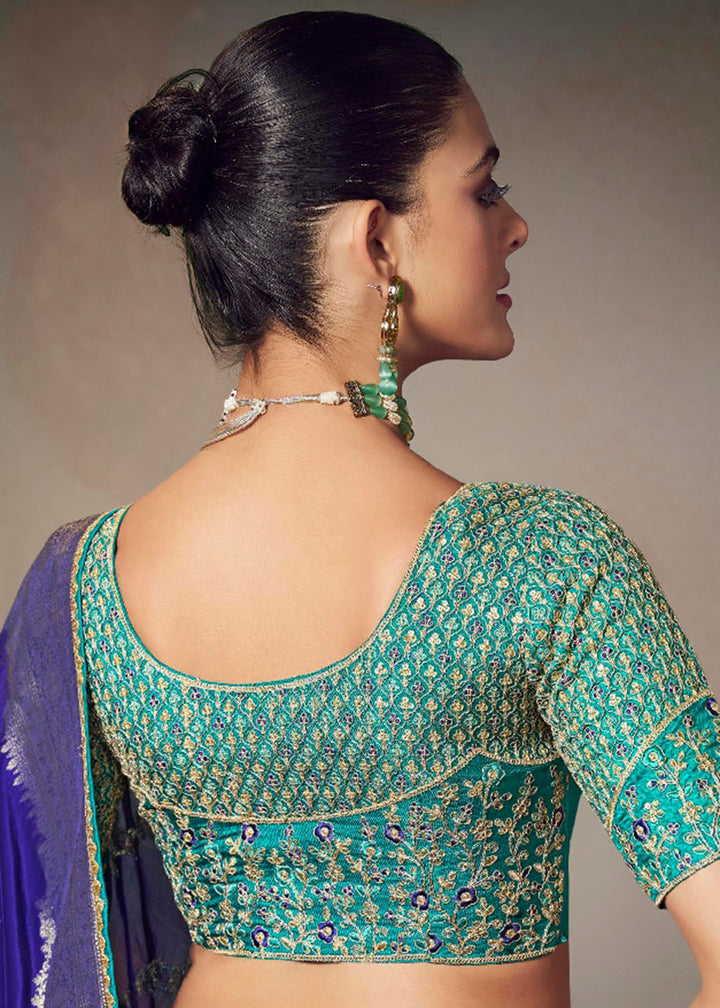 Buy Now Blue Fancy Silk Material Function Wear Saree Online in US, UK, Canada, France, Germany, Denmark, Sweden, Italy, Greece, UAE &amp; Worldwide at Empress.