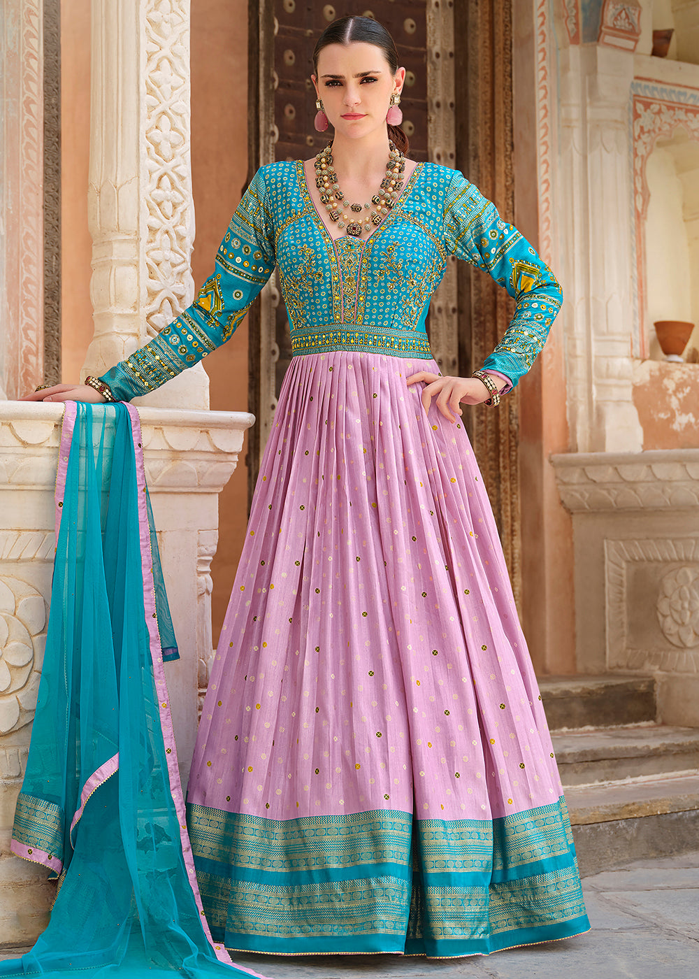 blue and pink indian dress Royal blue and dark pink...