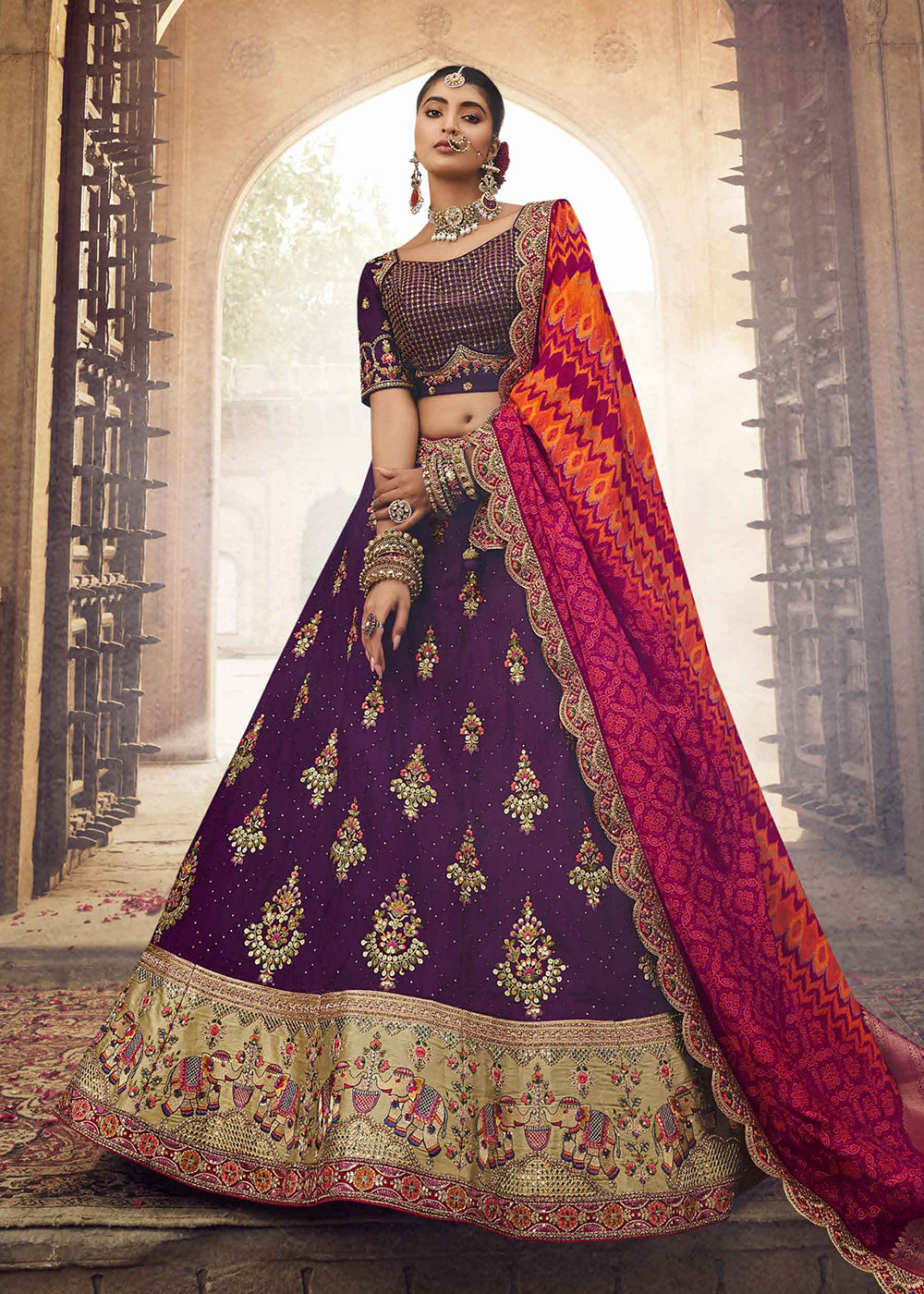 dark purple indian wedding dress Purple Embroidered Anarkali Gown, Sequin Wedding Dress, Indian Ethnic Outfit for Women