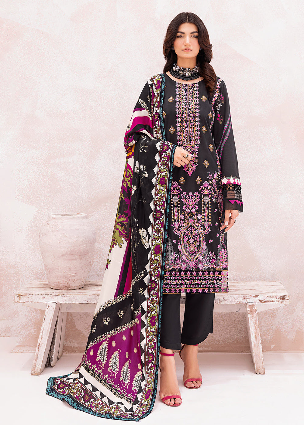 Buy Now Black Pakistani Salwar Suit - Ramsha Mashaal Collection Vol 7 - #L-702 Online in USA, UK, Canada & Worldwide at Empress Clothing. 