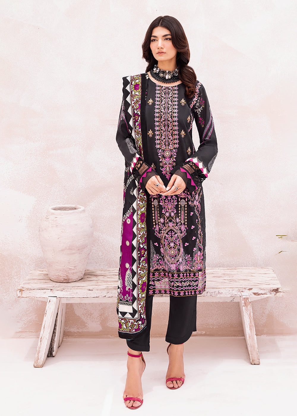 Buy Now Black Pakistani Salwar Suit - Ramsha Mashaal Collection Vol 7 - #L-702 Online in USA, UK, Canada & Worldwide at Empress Clothing. 