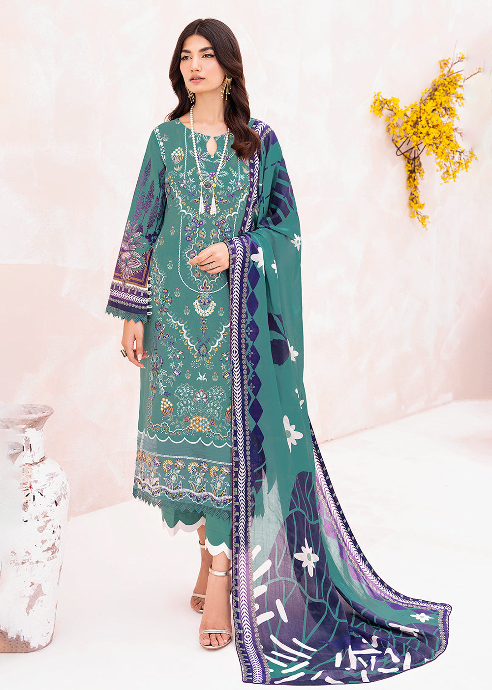 Buy Now Green Pakistani Salwar Suit - Ramsha Mashaal Collection Vol 7 - #L-705 Online in USA, UK, Canada & Worldwide at Empress Clothing. 