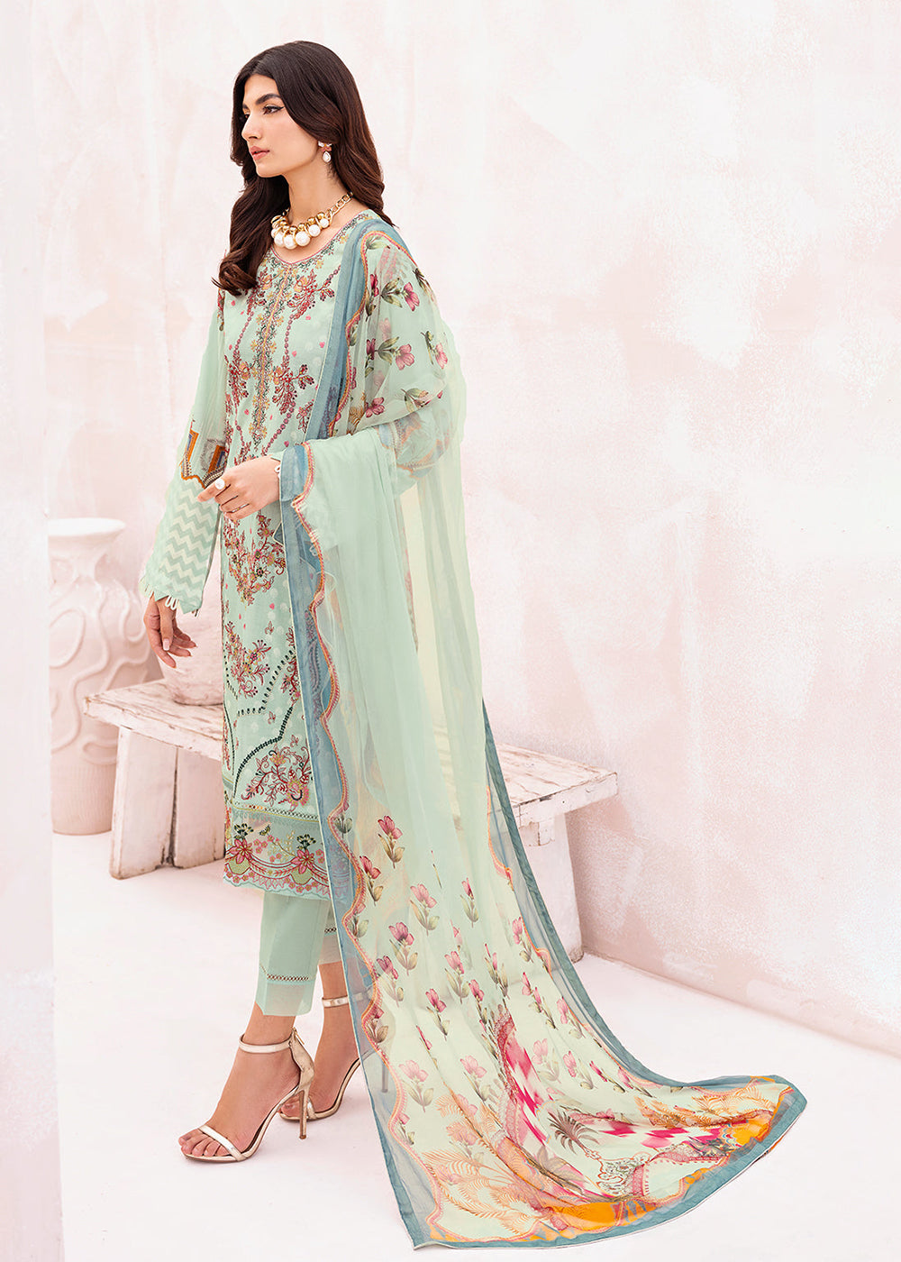Buy Now Green Pakistani Salwar Suit - Ramsha Mashaal Collection Vol 7 - #L-708 Online in USA, UK, Canada & Worldwide at Empress Clothing.