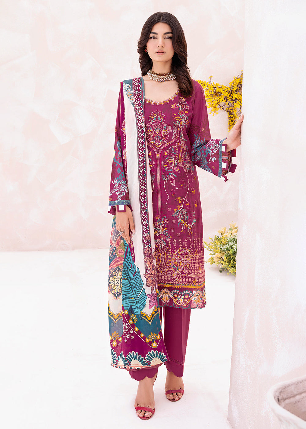 Buy Now Pink Pakistani Salwar Suit - Ramsha Mashaal Collection Vol 7 - #L-709 Online in USA, UK, Canada & Worldwide at Empress Clothing.