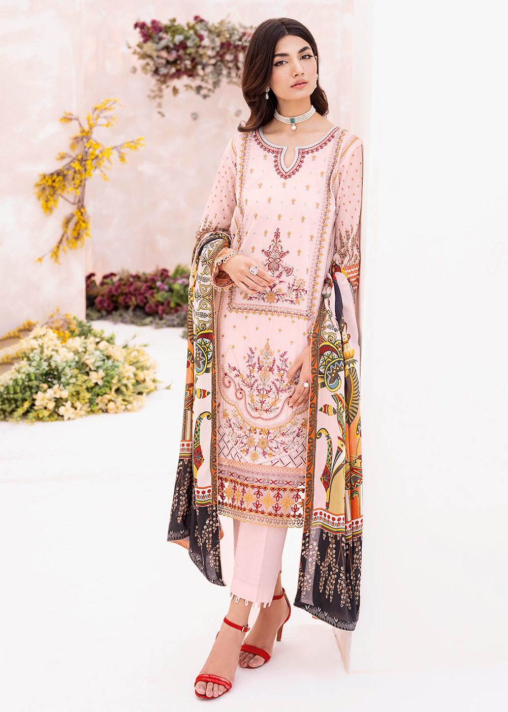 Buy Now Pink Pakistani Salwar Suit - Ramsha Mashaal Collection Vol 7 - #L-712 Online in USA, UK, Canada & Worldwide at Empress Clothing.