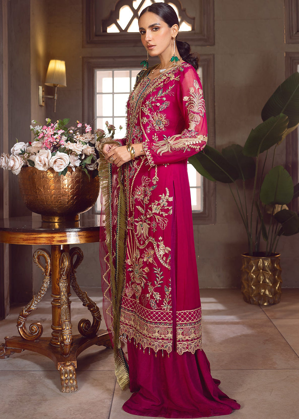 Buy Now Pink Pakistani Palazzo Suit | Emaan Adeel | Le Festa Formal Edit 7 | LF-701 Online in USA, UK, Canada & Worldwide at Empress Clothing. 