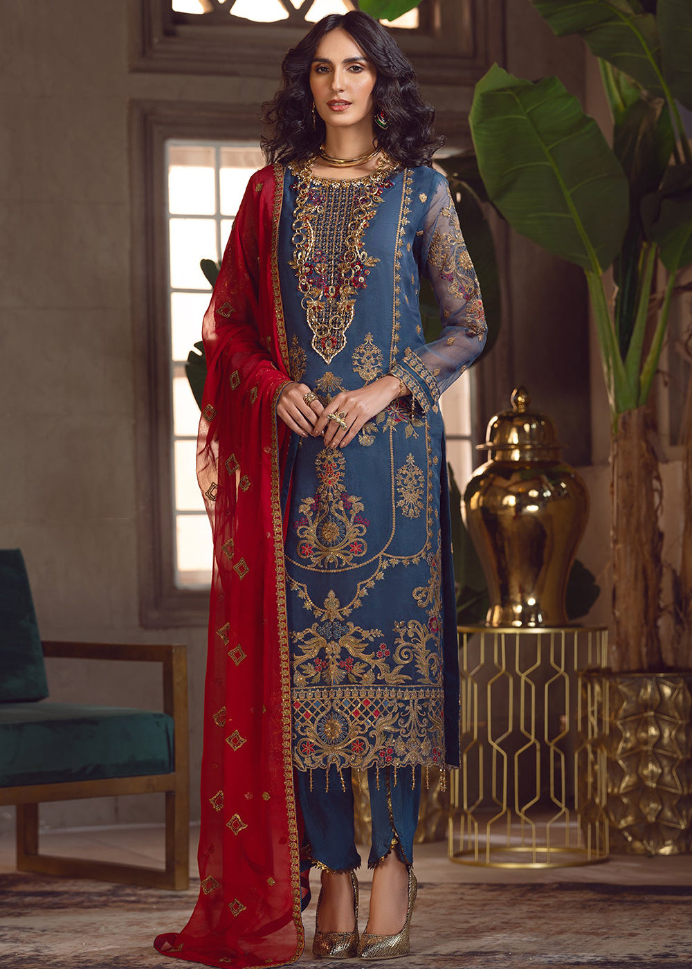 Buy Now Blue Pakistani Organza Suit | Emaan Adeel | Le Festa Formal Edit 7 | LF-703 Online in USA, UK, Canada & Worldwide at Empress Clothing. 