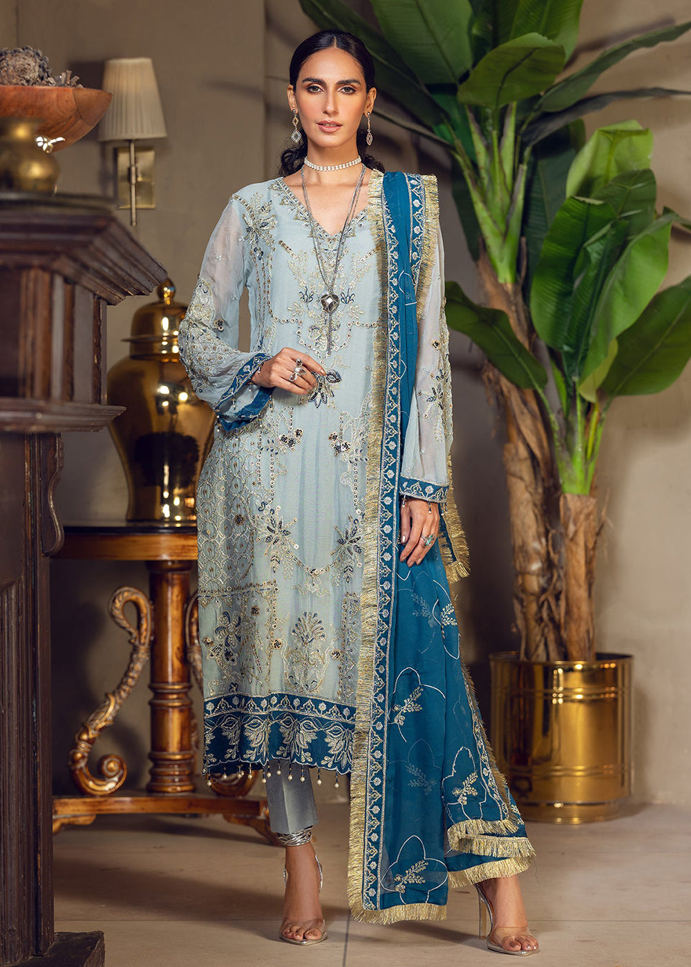 Buy Now Grayish Blue Pakistani Suit | Emaan Adeel | Le Festa Formal Edit 7 | LF-709 Online in USA, UK, Canada & Worldwide at Empress Clothing.