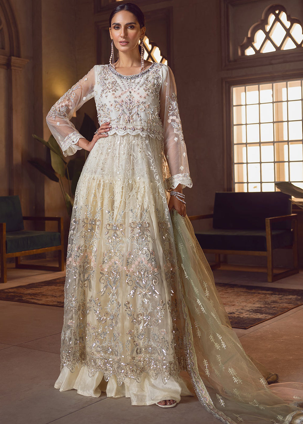 Cream Pakistani Lehenga Suit | Emaan Adeel | Le Festa Formal Edit 7