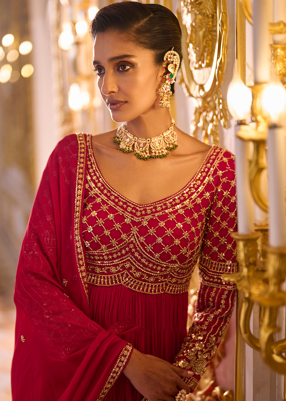 Buy Majestic Pink Soft Georgette Designer Anarkali Suit Online in US, UK, Sweden, Denmark, Greece, Germany, Canada, Austria, Sweden, UAE &amp; Worldwide at Empress.