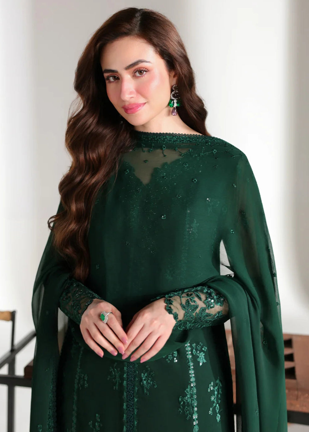 Buy Now Ensembles Embroidered Festive Chiffon 26 by Azure | Leena Online in US, UK, Canada, France, Greece, Germany, Sweden, Austria, UAE & Worldwide at Empress