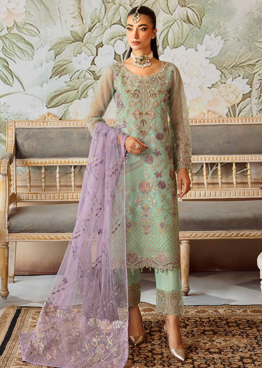 Buy Now Minhal Organza Collection Volume 12 by Ramsha | M-1204 Online at Empress Online in USA, UK, Canada & Worldwide at Empress Clothing. 