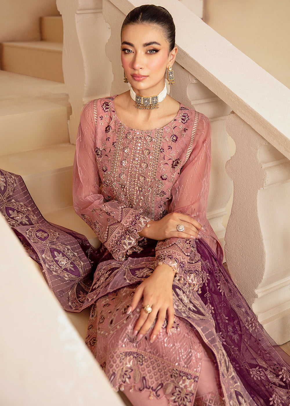 Buy Now Minhal Organza Collection Volume 12 by Ramsha | M-1210 Online at Empress Online in USA, UK, Canada & Worldwide at Empress Clothing. 