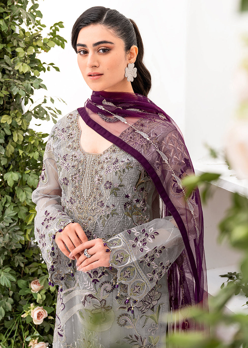 Buy Now Grey Organza Suit - Ramsha Minhal Collection Vol 8 - #M-801 Online in USA, UK, Canada & Worldwide at Empress Clothing. 