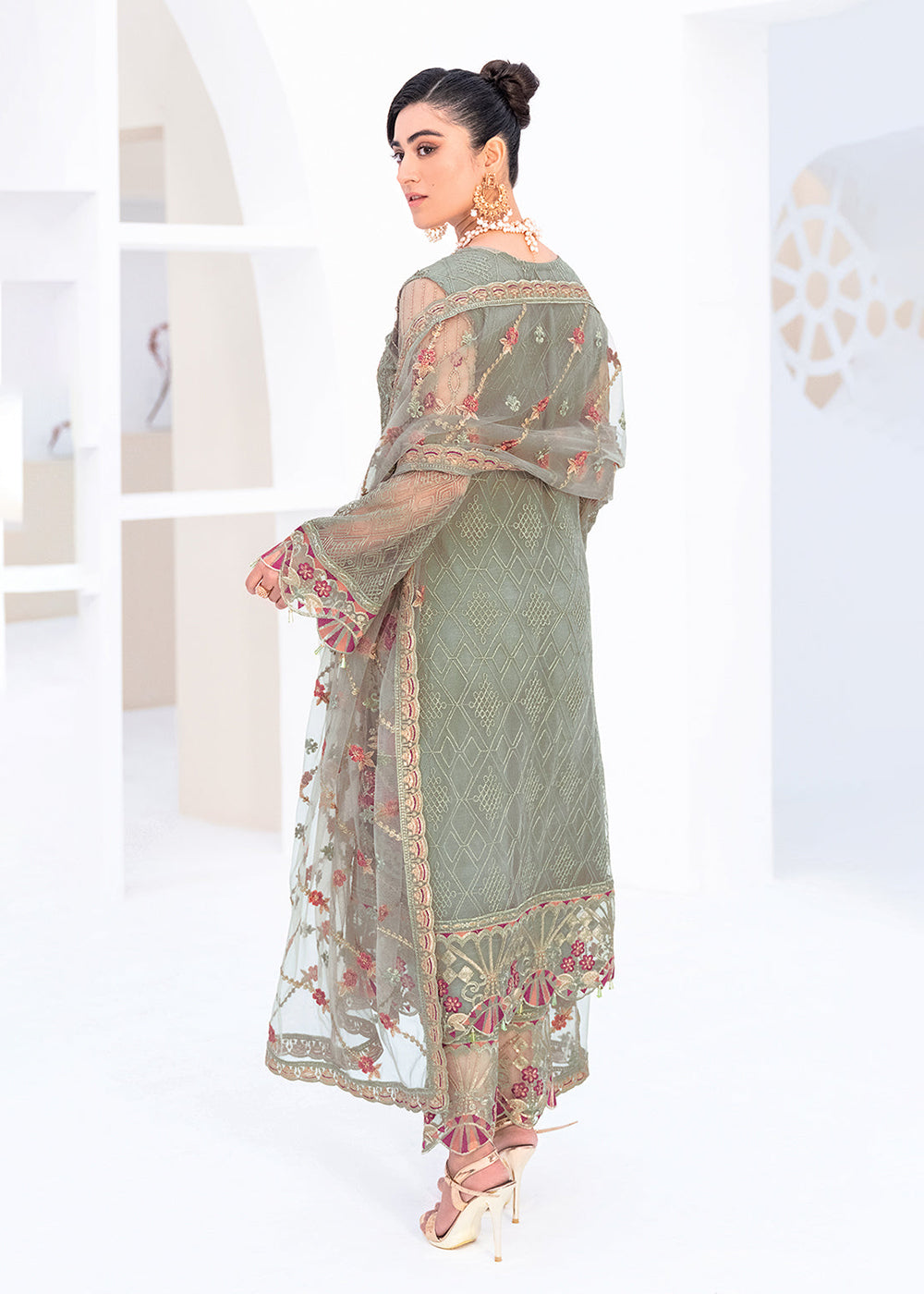 Buy Now Green Net Embroidered - Ramsha Minhal Collection Vol 8 - #M-802 Online in USA, UK, Canada & Worldwide at Empress Clothing. 