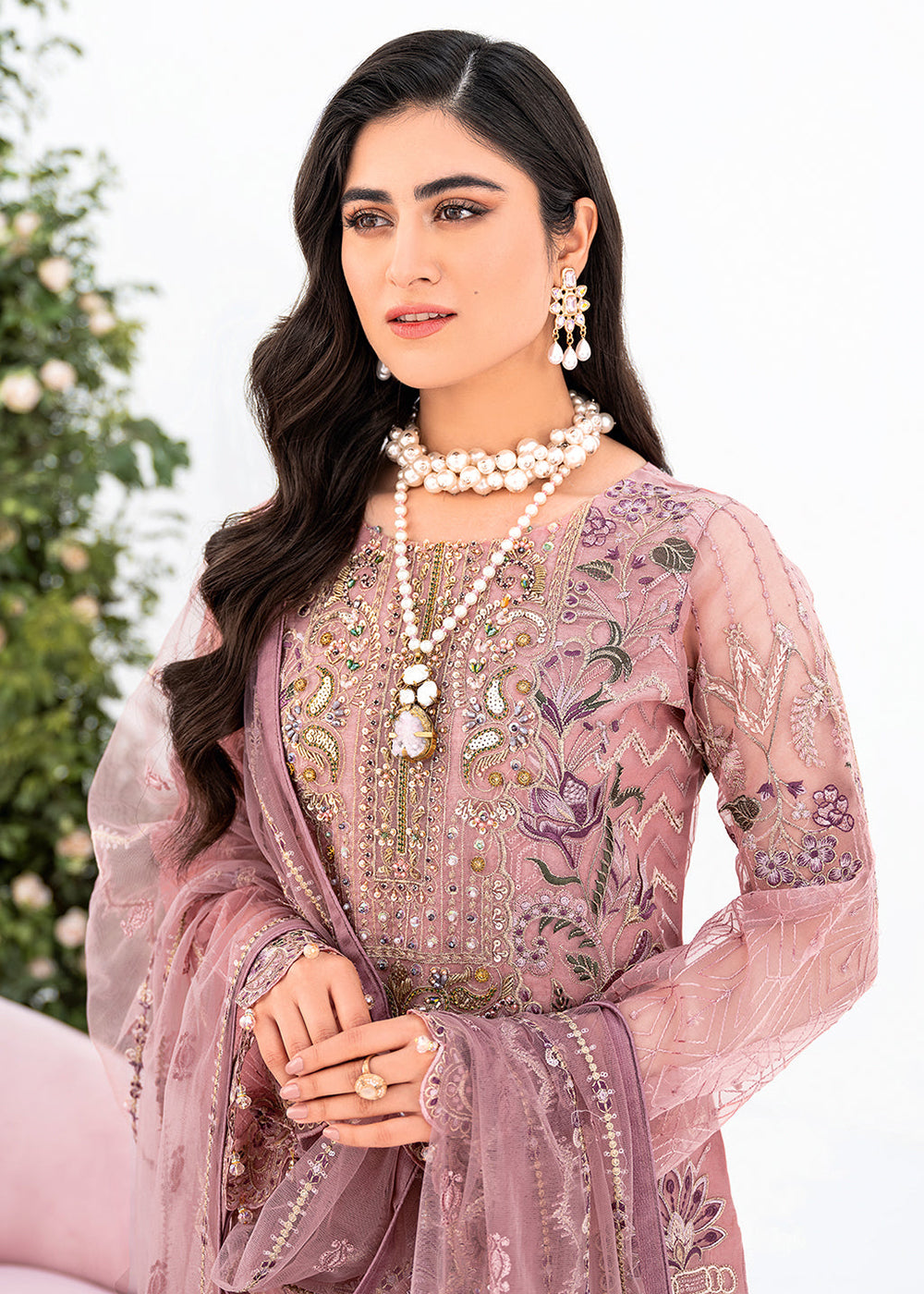 Buy Now Pink Organza Suit - Ramsha Minhal Collection Vol 8 - #M-804 Online in USA, UK, Canada & Worldwide at Empress Clothing.
