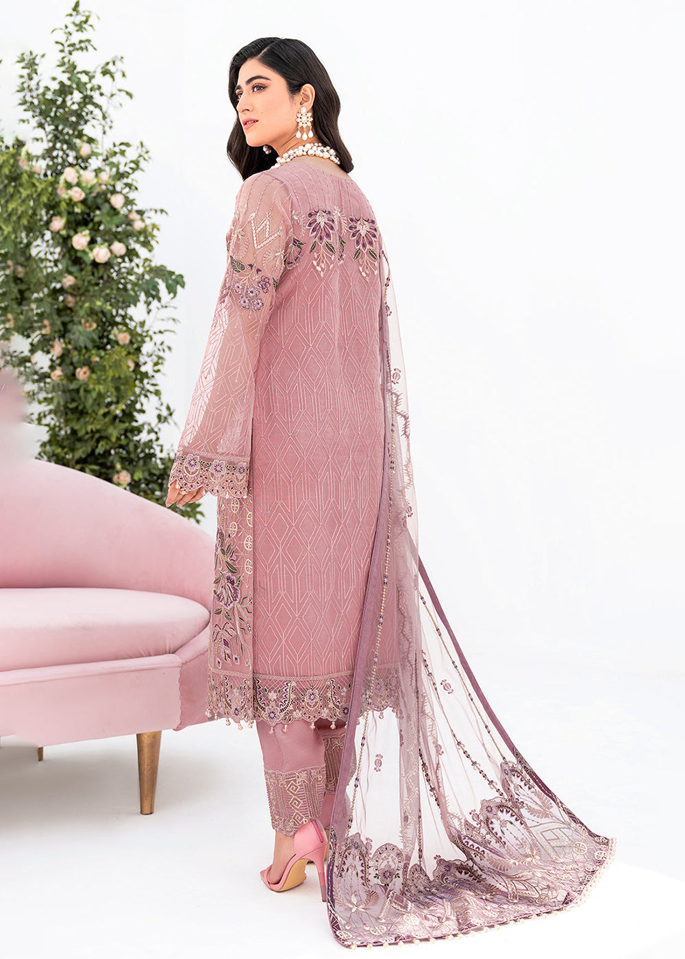 Buy Now Pink Organza Suit - Ramsha Minhal Collection Vol 8 - #M-804 Online in USA, UK, Canada & Worldwide at Empress Clothing.