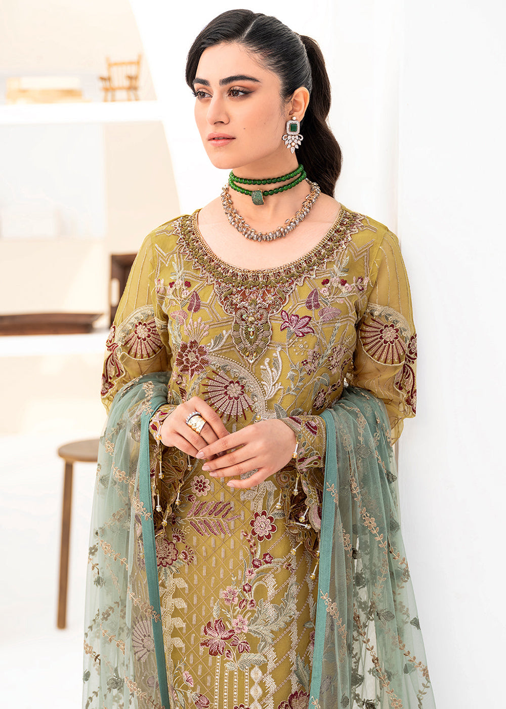 Buy Now Yellow Organza Suit - Ramsha Minhal Collection Vol 8 - #M-805 Online in USA, UK, Canada & Worldwide at Empress Clothing. 