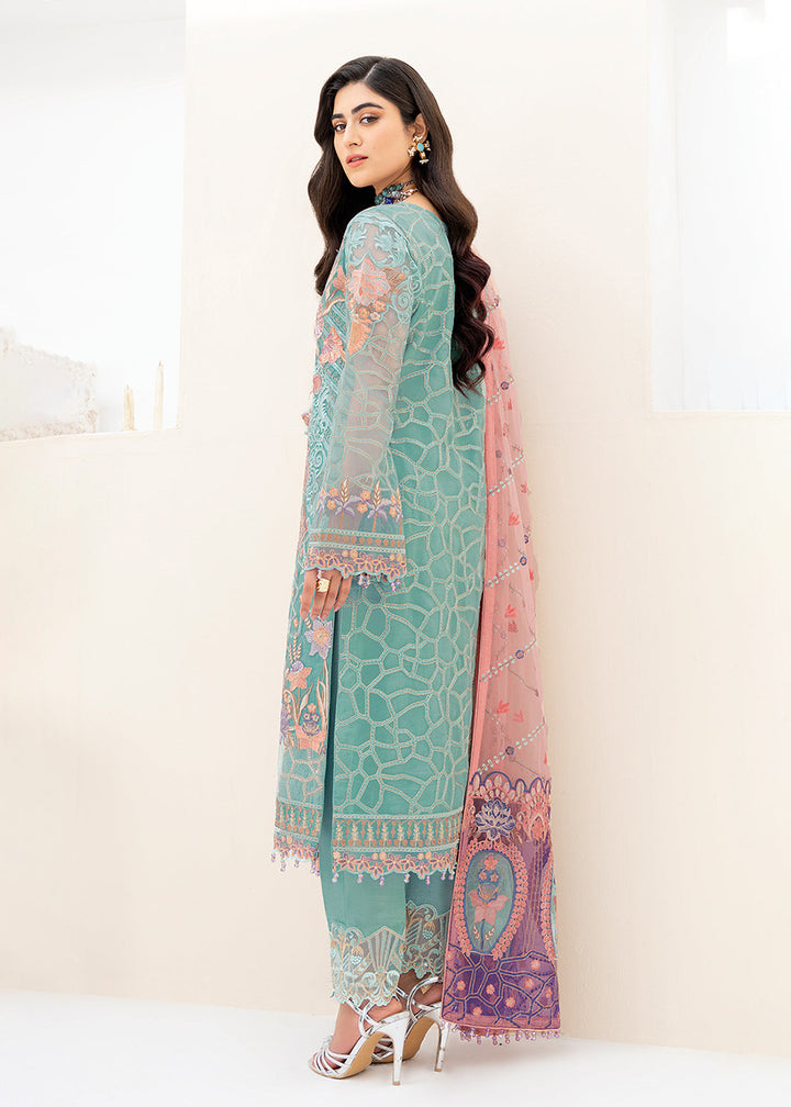 Buy Now Aqua Green Organza Suit - Ramsha Minhal Collection Vol 8 - #M-807 Online in USA, UK, Canada & Worldwide at Empress Clothing.