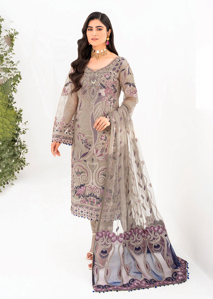 Buy Now Beige Organza Suit - Ramsha Minhal Collection Vol 8 - #M-809 Online in USA, UK, Canada & Worldwide at Empress Clothing. 