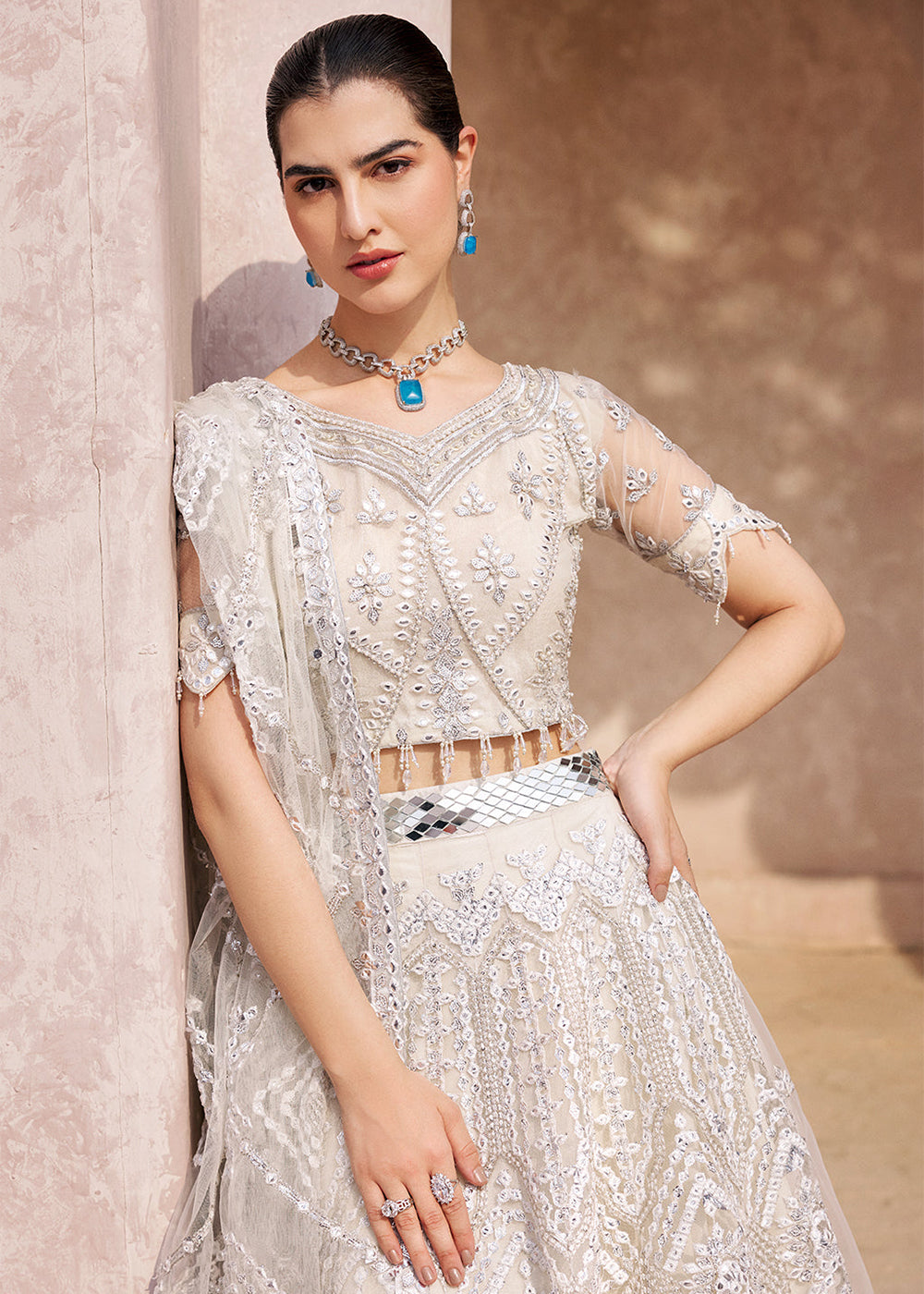 Buy Now Ivory Lehenga Choli | Emaan Adeel | Mirha Wedding Edition '23 | MH-201 Online in USA, UK, Canada & Worldwide at Empress Clothing.